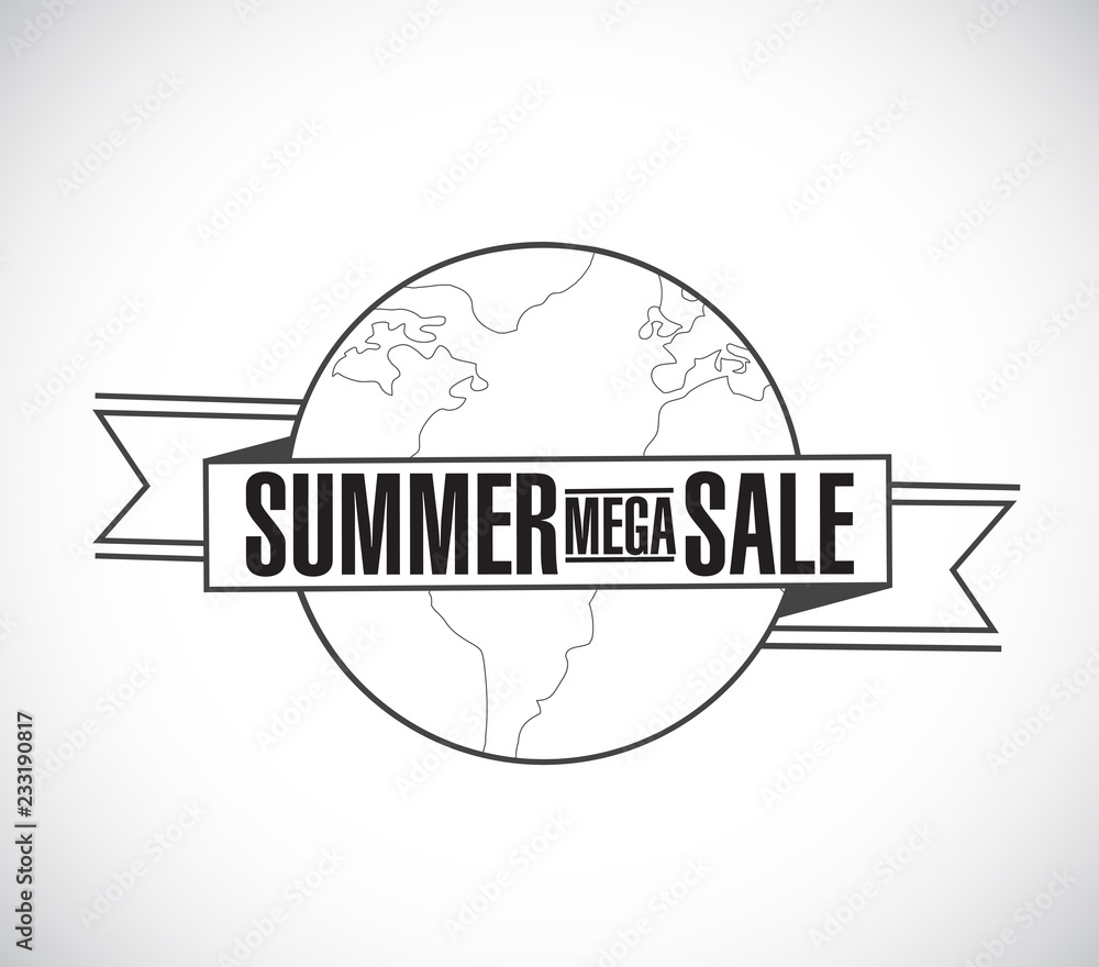 summer mega sale line globe ribbon message concept summer mega sale line globe ribbon message concept