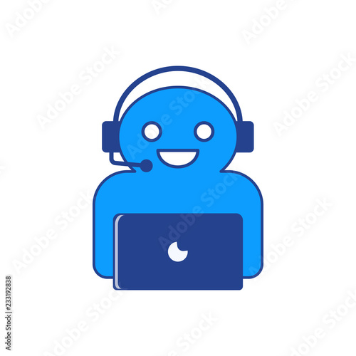 The vector illustration of online chatbot character.