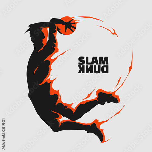 Print op canvas basketball slam dunk splash
