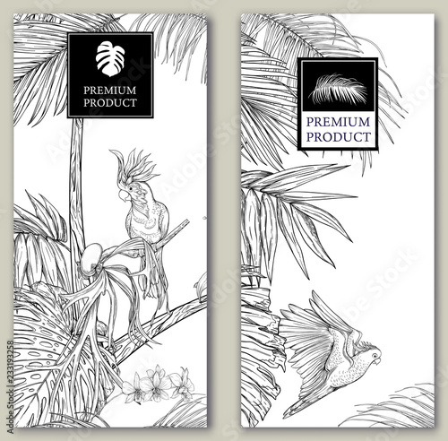 Set of two templates for label for premium product  or cards