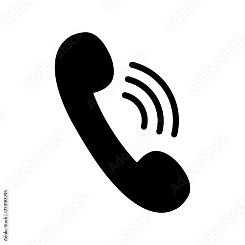 Phone call icon. Phone receiver with signal waves. Vector Illustration
