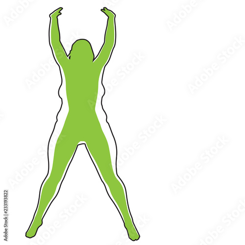 Vector conceptual fat overweight obese female vs slim fit healthy body after weight loss or diet with muscles thin young woman isolated. Fitness, nutrition or fatness obesity, health silhouette shape