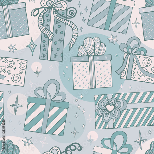 Seamless background with gift boxes