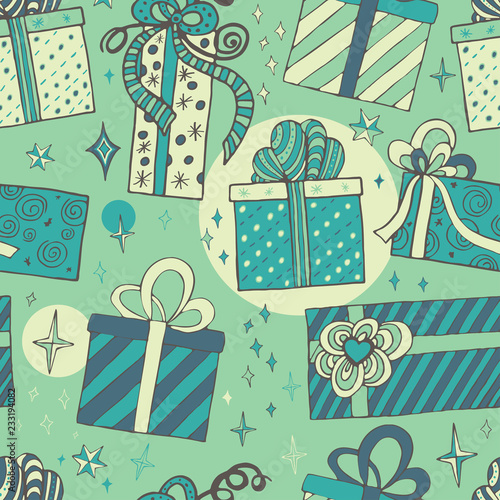 Seamless background with gift boxes