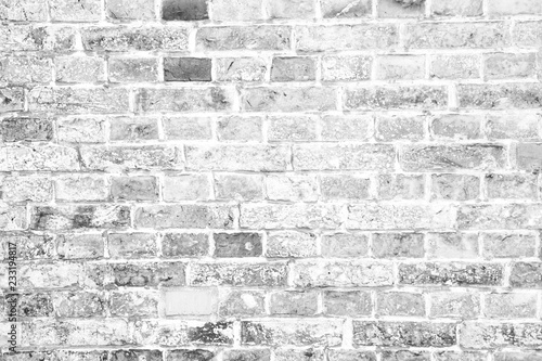 Simple grungy white grey brick wall surface as seamless pattern texture background.