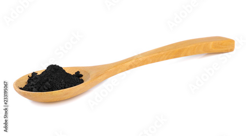 Activated charcoal powder isolated on white background