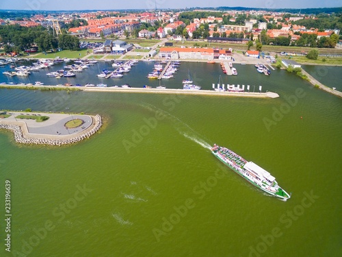 Aerial view of ship sailing...