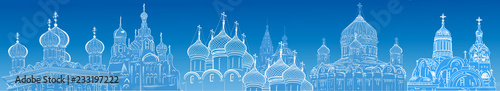 Fotografia blue strip from orthodox church silhouettes