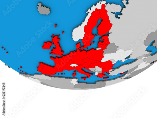 European Union on simple political 3D globe.