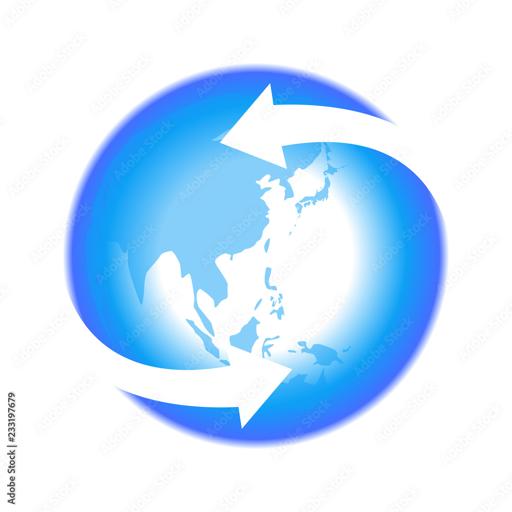リサイクル矢印青色地球イラストアイコン素材 Stock ベクター Adobe Stock