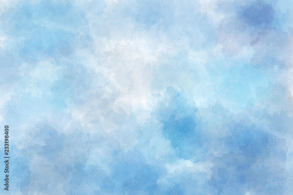 Blue watercolor background. Digital painting.	