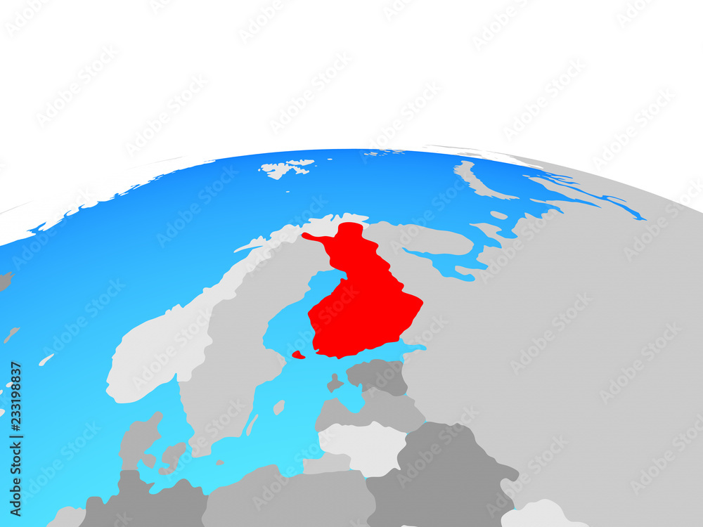 Finland on political globe.