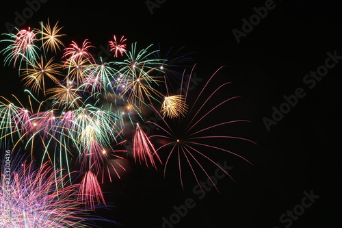 Fireworks exploding during a Fireworks Festival  Tokyo  Japan