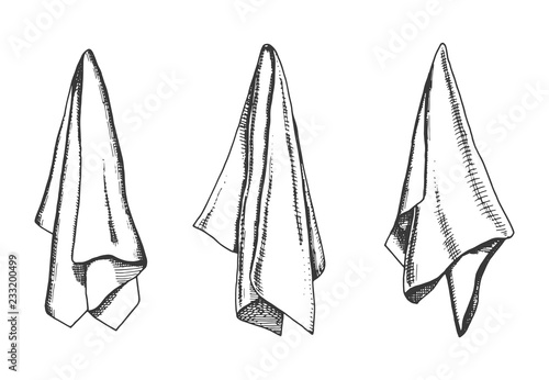 kitchen towels vector sketch. napkin drawing isolated object