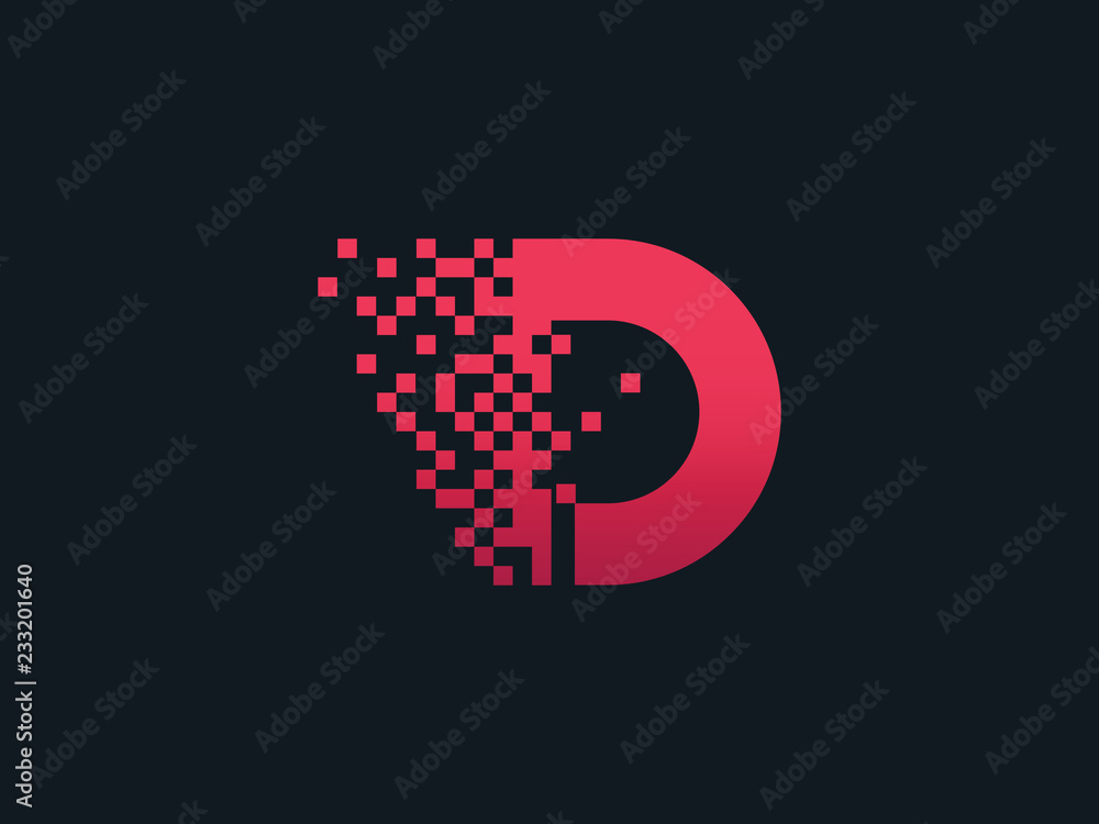 Pixel letter D logo - obrazy, fototapety, plakaty 