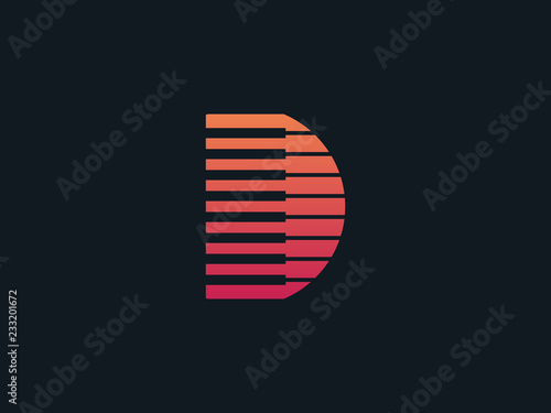 D letter music logo design