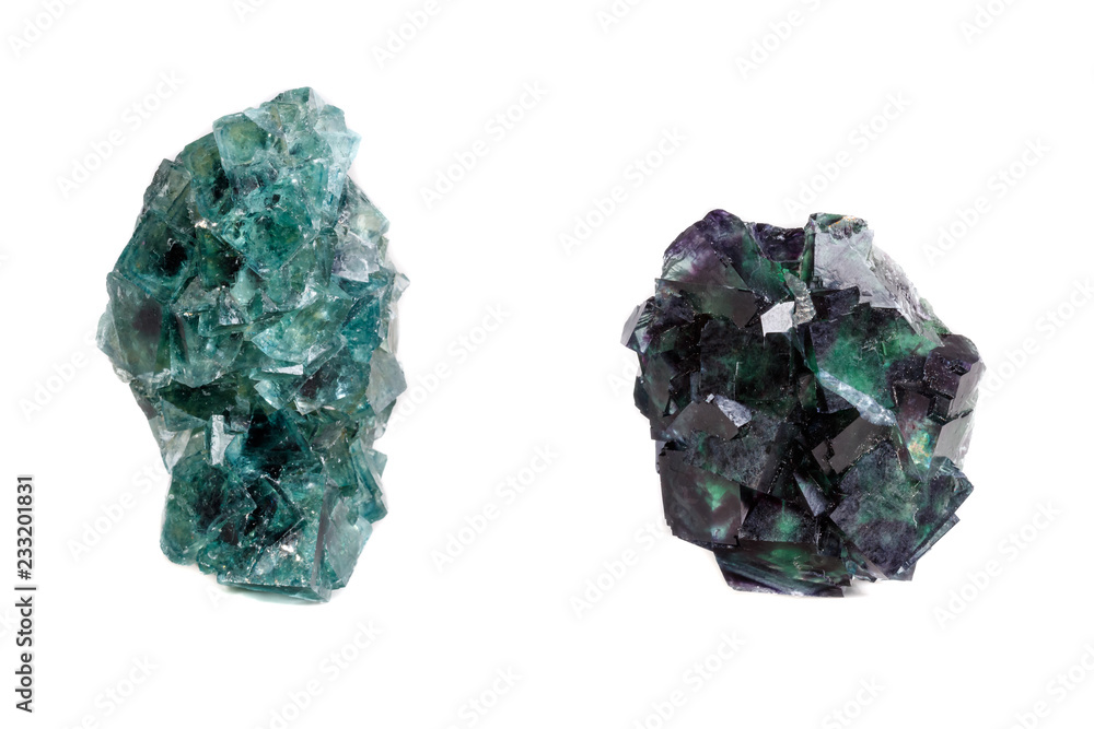 Fototapeta premium Macro mineral stone Fluorite on a white background