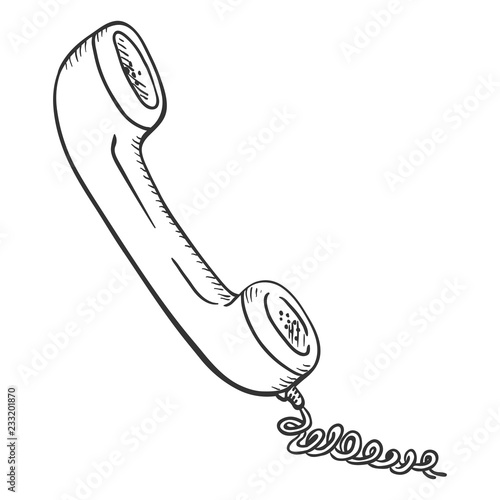 Vector Sketch Handset with Telephone Wire