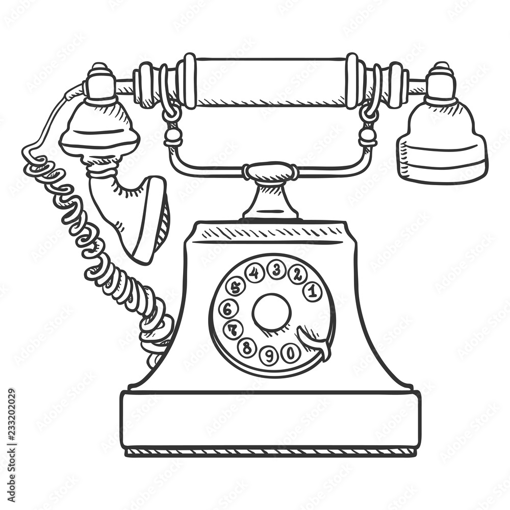 Illustration Vectorielle De Téléphone Vintage Gravure Banque D'Images et  Photos Libres De Droits. Image 89422875