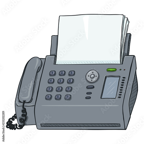 Vector Cartoon Fax Machine. Office Telephone