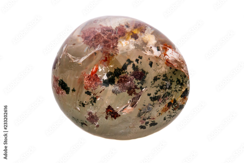 Macro mineral stone Quartz aquarium on a white background Macro mineral stone Quartz aquarium on a white background