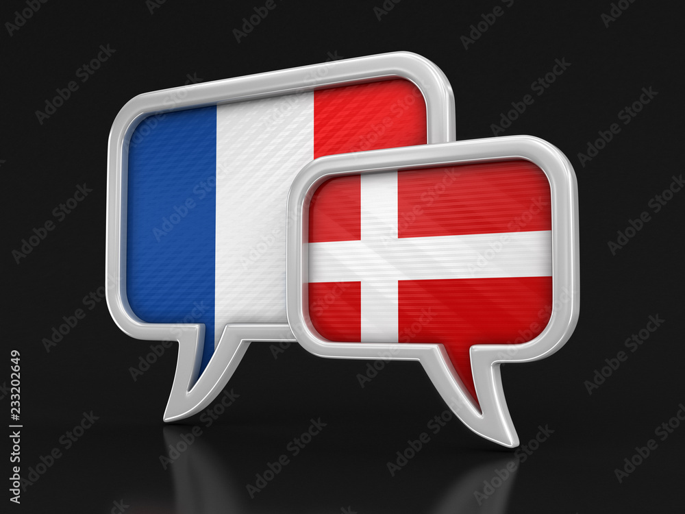 Speech bubbles with flags. Image with clipping path Speech bubbles with flags. Image with clipping path