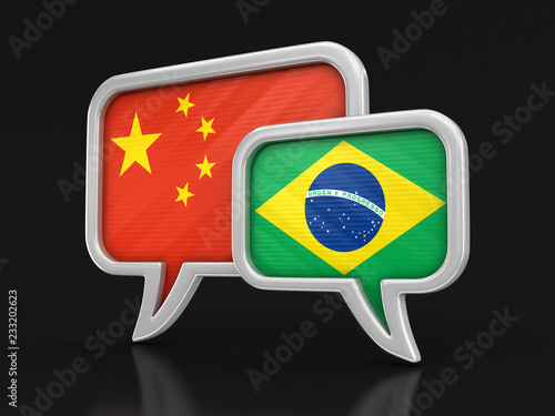 Canvas Print Speech bubbles with flags. Image with clipping path