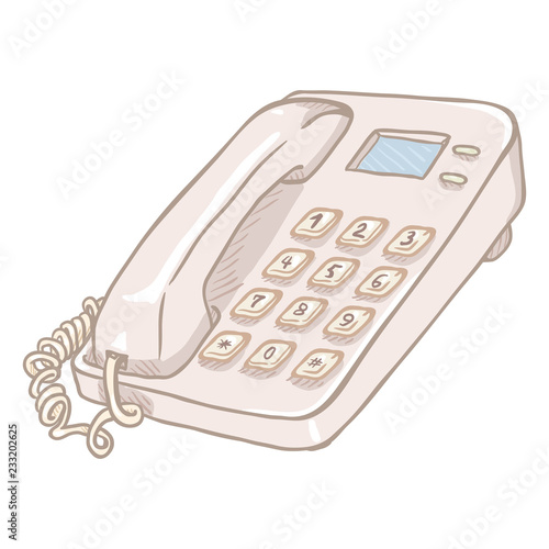 Vector Cartoon White Office Telephone