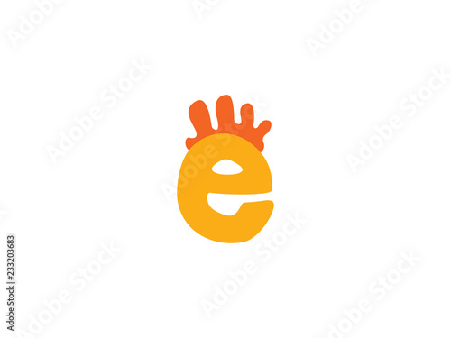 Chicken urchin and letter E vector logo design