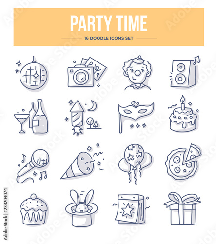 Party Time Doodle Icons