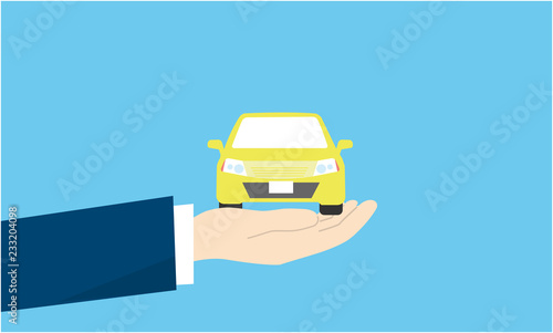車を持つ手のシンプルなイメージイラスト、ベクター素材