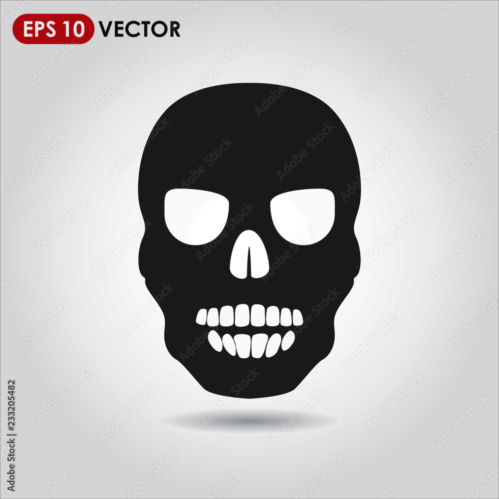 Obraz premium black skull vector icon on light background