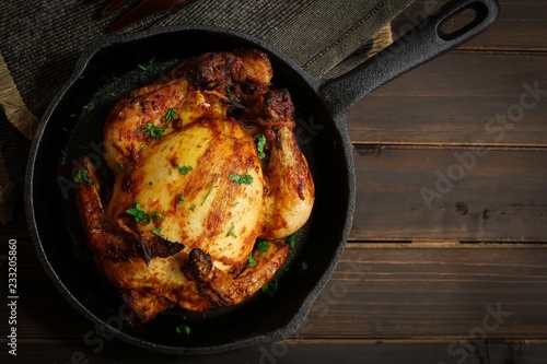 Thanksgiving Xmas Dinner Whole Chicken Roast or Cornish hen fry photo
