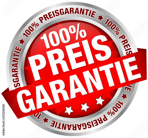 Button Banner "100% Preisgarantie" rot/silber