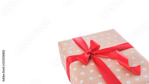 Gift box. Wrapping paper with polka dots.