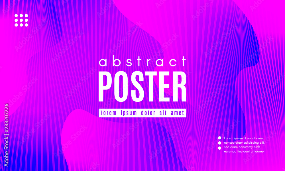 Abstract Wave Poster with Color Fluid Shapes.
