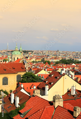 Beautiful aerial view of old Prague in summer