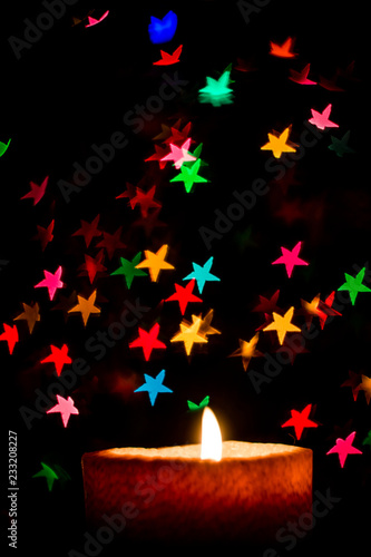 christmas background with candle and stars