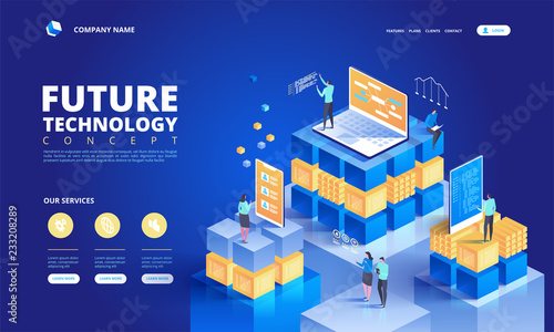 Technology isometric concept. Abstract high tech future