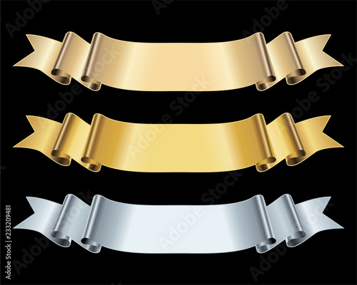 Gold and Silver ribbon banner vector