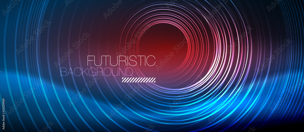 Neon glowing circles background Neon glowing circles background