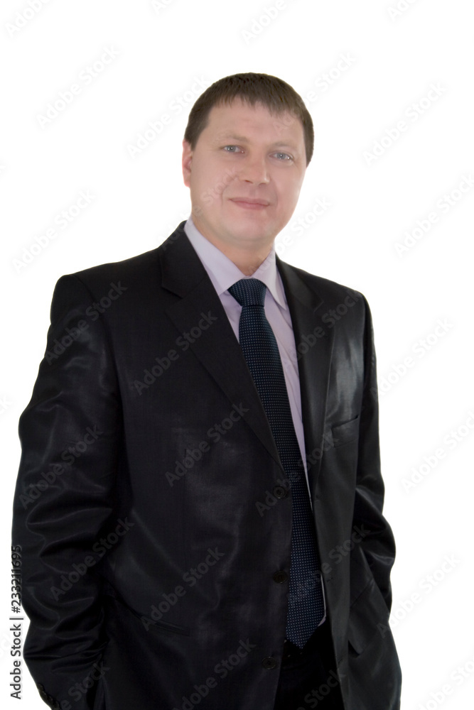 Closeup portrait of handsome businessman over white background Closeup portrait of handsome businessman over white background