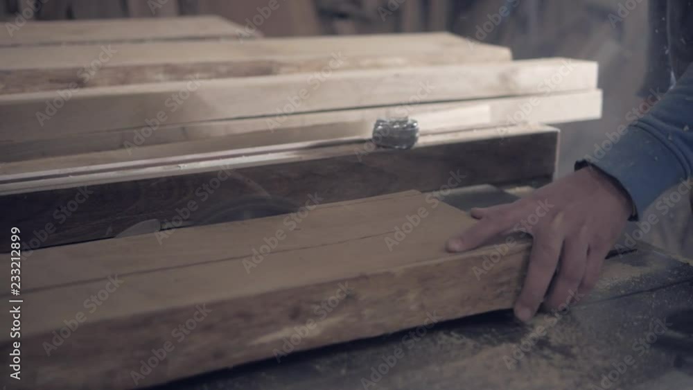 joiner cut a wooden plank with circular Saw slow motion joiner cut a wooden plank with circular Saw slow motion