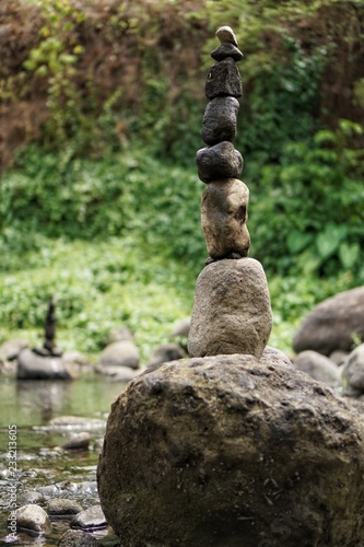 Stone balancing on the banks of the river.