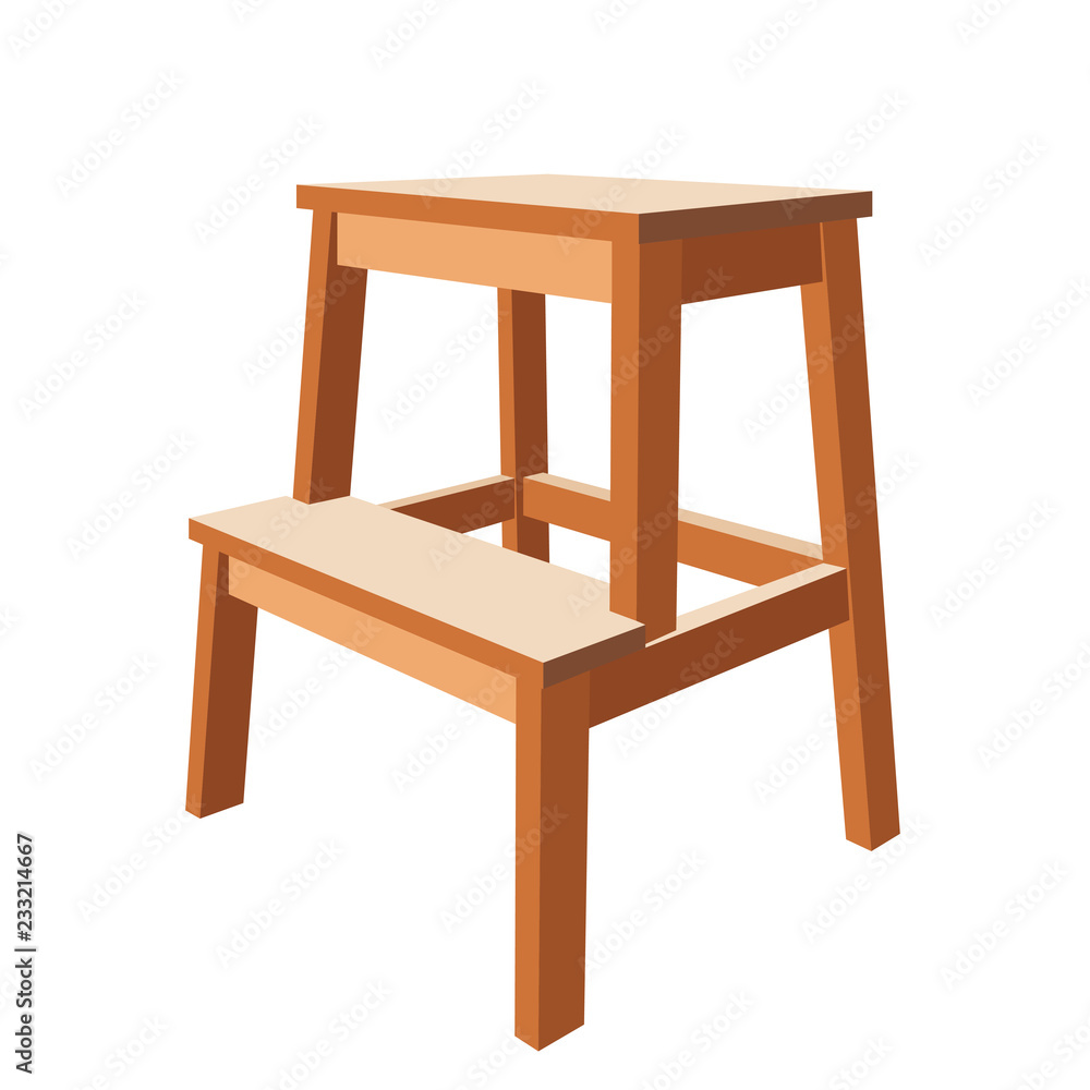 Small wooden ladder, isolated on a white background. Vector illustration. Small wooden ladder, isolated on a white background. Vector illustration.