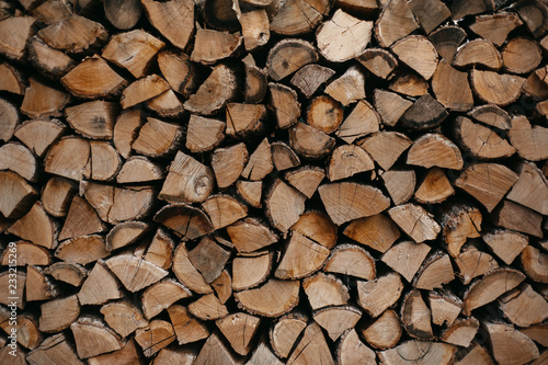 firewood log texture. rural cozy background. Natural  organic