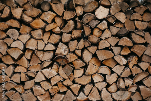 firewood log texture. rural cozy background. Natural  organic