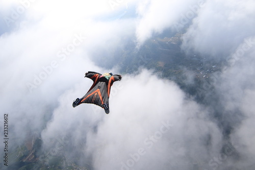 Wingsuti skydiving over Norway