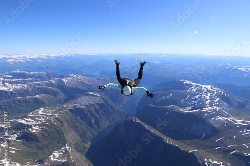 Wingsuti skydiving over Norway photo