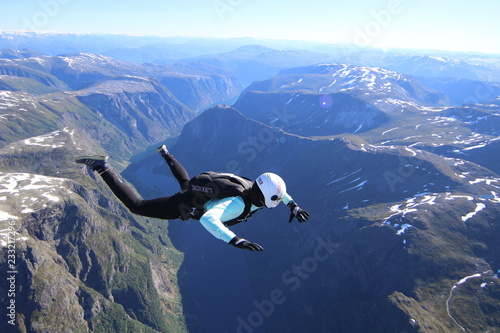 Wingsuit skydiving over Norway photo